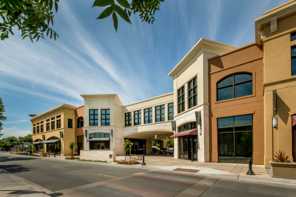 Commercial building exterior with modern architecture, showcasing energy-efficient design, relevant to Carrier commercial compressors and HVAC efficiency for U.S. businesses.